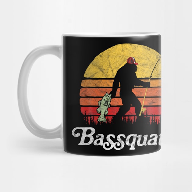 Bassquatch Funny Bigfoot Fishing Outdoor Retro by Danielss